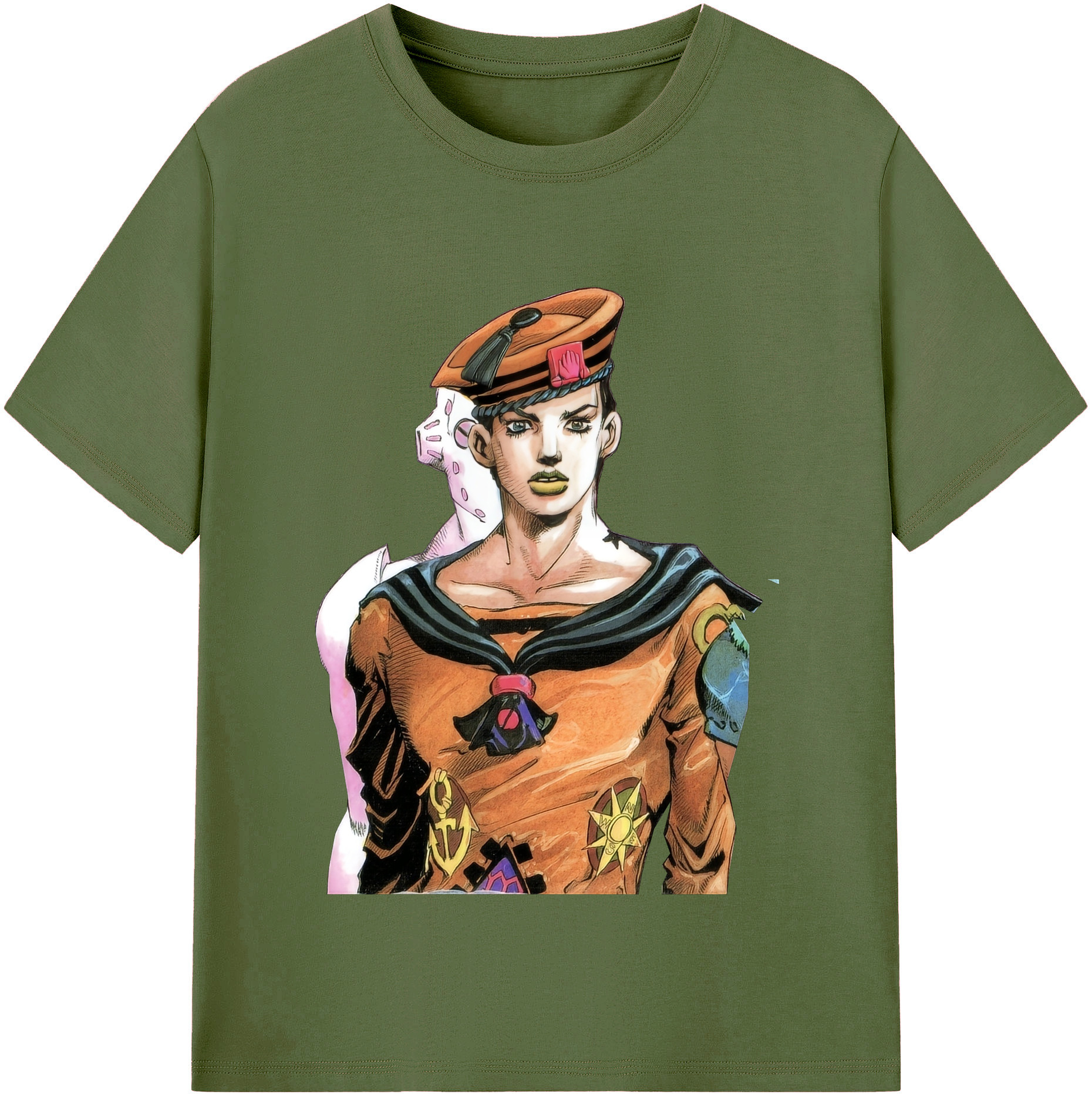 （画像用） ジョジョの奇妙な冒険 東方定助 JoJo's Bizarre Adventure Higashikata Josuke 綿100％半袖Tシャツ（フロントプリント）